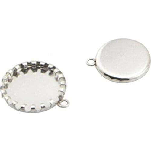 Beadsnice ID38381smt17 Stainless Steel Pendant Blank Diy Crown Edge Round Blank Custom Charms For Jewelry