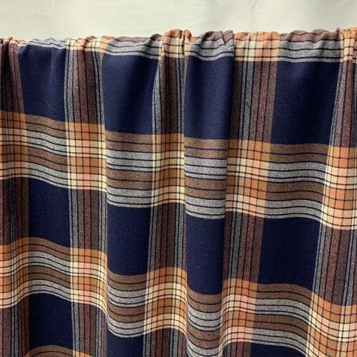 White waxberry 150cm 330g/m Navy checkered yarn-dyed wool fabrics clothes Garment sewing materials Free shipping