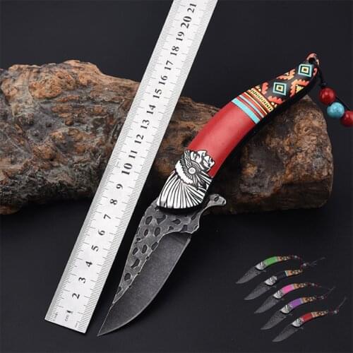 Free Fhipping new Froduct Outdoor Camping Folding knife self-defense portable camping tool Multicolor handle Household knife