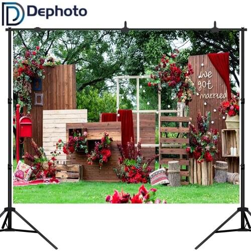 Dephoto Spring Park Flowers Lamp wood wall Photocall Wedding Photography Background vinyl Photographic Backdrop For Photo Studio