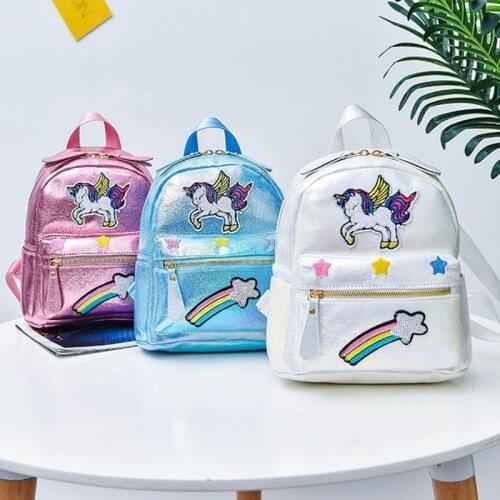 Unicorn Laser Backpack Children Kids School Bags Women Mini Cartoon Backpacks Animal Sequin Shoulder Bag Girls Fashion Schoolbag