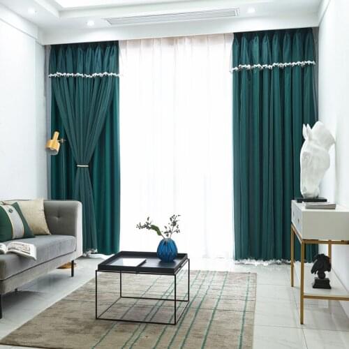 Customized Nordic Simple Cloth Curtain + Tulle Curtain Double-layers Curtain for Living Room Blackout Window Curtain for Bedroom