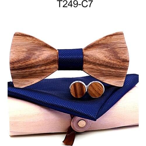 Handmade Solid Wood Quality Zebra Wooden Bow Tie European and American Style Cufflinks Set Creative Gift Packing