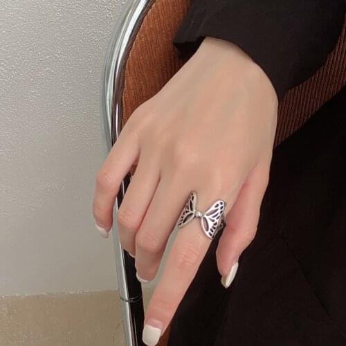 Gothic Finger Ring Harajuku Stainless Steel Butterfly Adjustable Punk Open Rings For Women Men Party Jewelry Fashion Accessories