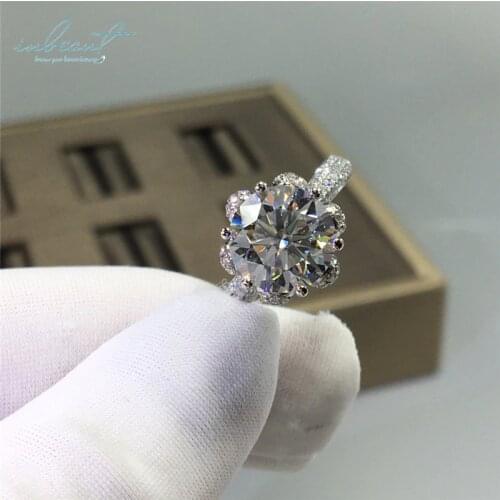 Inbeaut 925 Silver 3 ct Excellent Cut Pass Diamond Test D Color Moissanite Snow Queen Ring for Women Classic Wedding Jewelry