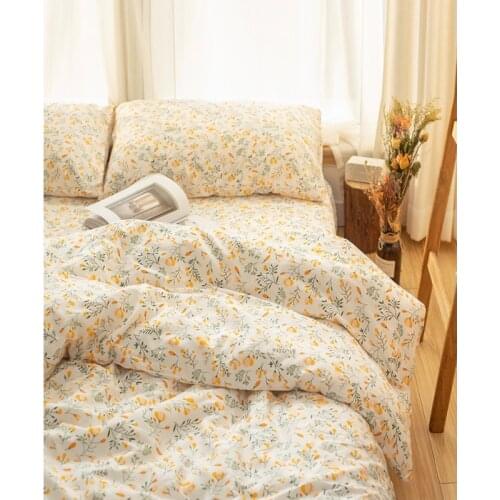 4pcs Lovely Quilt Cover Single/Double Size Bed Sheet Spring Bed Quilt Cover Plush Bedclothes Bedding With Pillow Case Set Y114