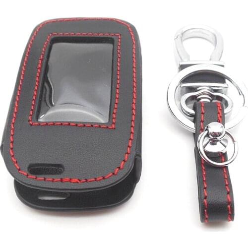 Leather Key Cover For Starline E90 E91 E60 E61 E62 LCD Remote Control Only Two Way Car Alarm Keychain Case