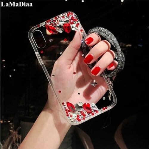 LaMaDiaa For Iphone X XS Max XR 8 Plus 7 Plus Luxury Rhinestone Diamond Case For Iphone 11 12 Pro MAX 5 5S 6 6S Plus Bling Case