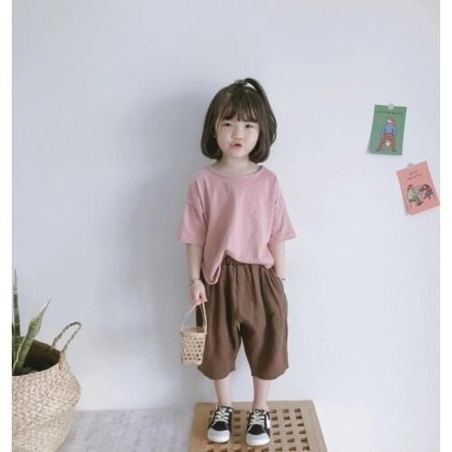 Summer Mens And Womens Childrens Suits Breathable Cotton And Linen Wild Carrot Pants Baby Girl Clothes Suitable For 2-8 Years