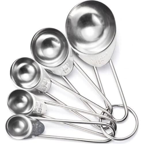 5Pcs/Set Measuring Spoon Anti-rust Solid Stainless Steel Spring Chef Measuring Spoons Small Scoop Set Kitchen Accessories
