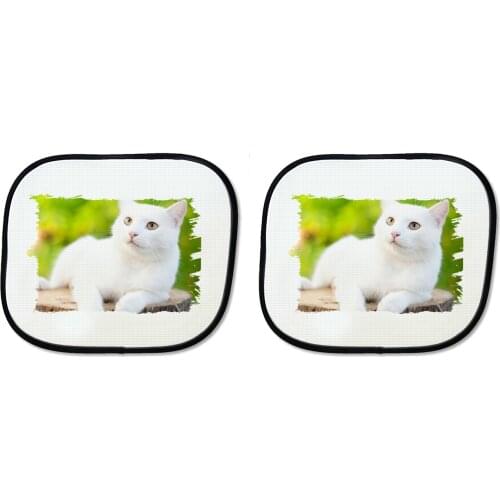 MERCHANDMANIA PARASOL double white cat lovely very MONO side windows car accessory gift custom offer