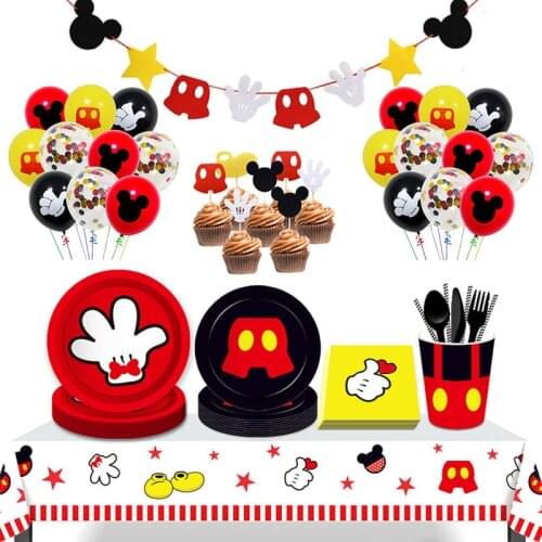 Mickey Mouse Birthday Party Decorations Set Cup Napkins Inspired Balloon Package For Kids Favor Disposable Dinnerware Supplies