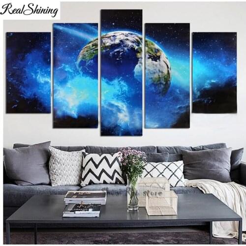 Moon Space Orbits Earth diamond painting full drill square ROUND diamond mosaic diamond embroidery 5pcs/set office decor,F85