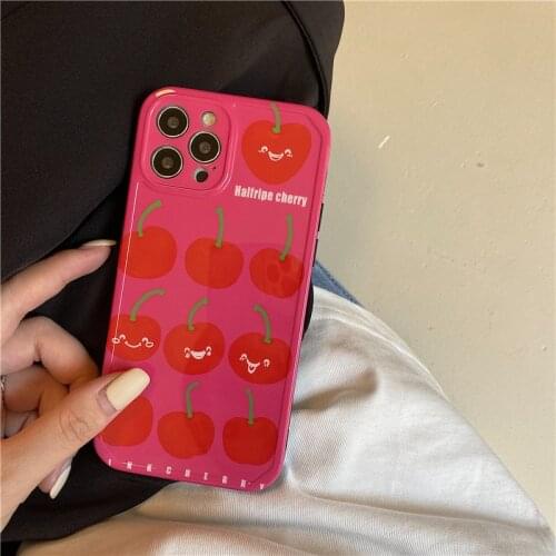 Funny Cute Cherry Soft Phone Cases For iPhone 8 7 Plus X XR XS Max Shockproof Silicone TPU Back Cover For iPhone 11 12 12Pro Max