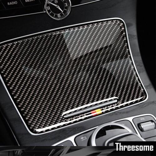 SRXTZM For Mercedes Benz C Class W205 C180 C200 GLC Stickers Carbon Fiber Interior Water Cup Holder Panel Cover Trim Car Sticker