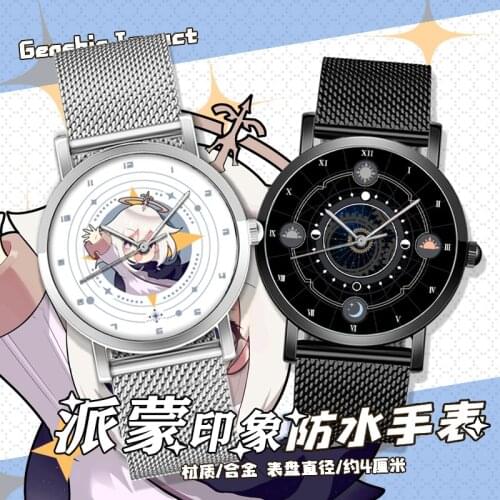 Anime Game Genshin Impact Paimon Klee Keqing Theme Cosplay Couple Watches Black Guartz Wrist Watch Fashion Xmas Gift