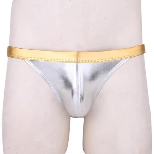 Faux leather lingerie sexy tight patent leather mens underwear briefs ropa interior hombre