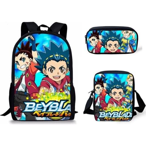 New Hot 3PCs/Set Childrens School Backpack Beyblade Prints Pattern School Bags Cartoon Anime Design Teenagers Book-Bags Set