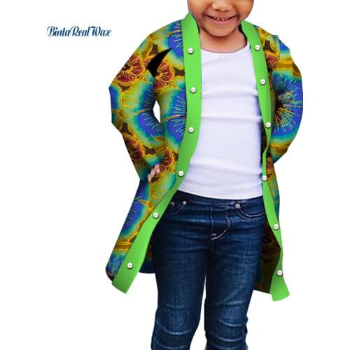 New Autumn African Childrens Coat Boys and Girls Traditional Clothing Long-Sleeved Trench Coat African Clothes WYT318