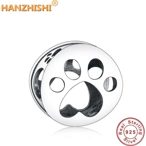Wholesale Price 100% 925 Sterling Silver Openwork Paw Print Charm Spring Beads For Women DIY Jewelry Making