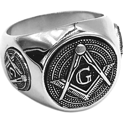 Wholesale Masonic Ring Stainless Steel Classic Freemasonry Compass Masonic Motor Biker Ring Mens Women Ring SWR0831