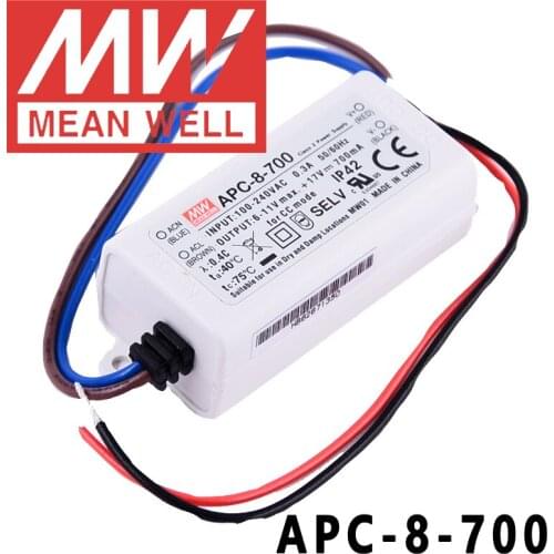 Original Mean Well APC-8-700 meanwell Plastic Case 700mA Constant current 8W Single Output LED Switching Power Supply