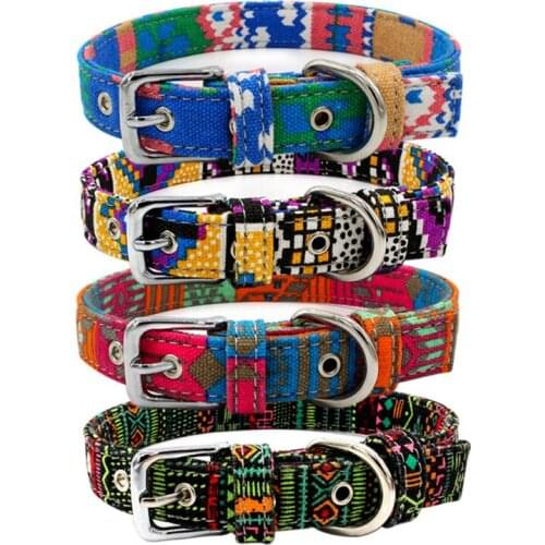 Cat Dog Collar Bohemian No Pull Pet Canvas Collars for Small Medium Dogs Gotas Puppy Chihuahua French Bulldog Mascotas Supplies