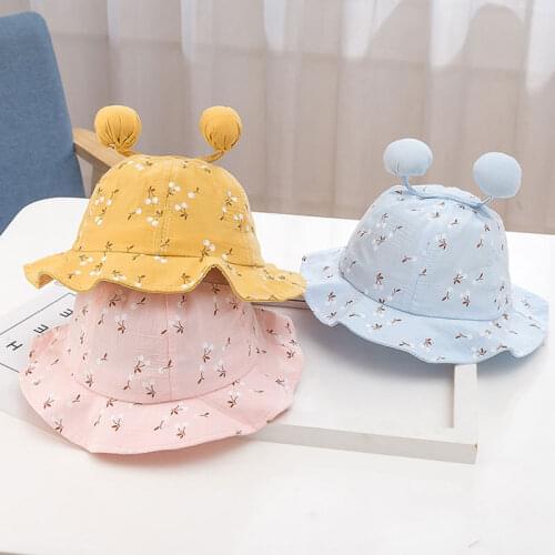 Cute Baby Cap Spring Summer Breathable Printing Sunscreen Hat Boys Girls Bucket Hats Outdoor Travel Accessorizes Kids Sun Caps