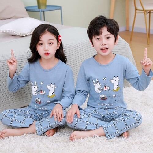 Boys Girl Sleepwear Summer Teenagers Girls Pajamas Nightwear Cotton Childrens Clothing Sets Cartoon Pyjamas for Kids 2-18Years
