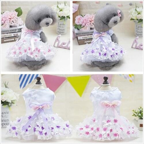 Dreamlike Princess Dog Cat Dress Tutu Flowers Lace Design Pet Puppy Skirt Clothes for Small Medium Teddy Chihuahua Perros