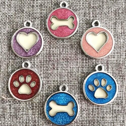 100pcs/lot Zinc Alloy Hollow Circle Pet Dog ID Tags Blank Pet Identity Tags with Scrip for Your Pets Infomation