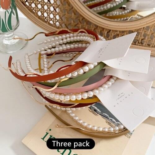 3Pcs/SetSpring 2020 With Hair Band Candy Color Pearl Ins Simple Wild Wave Headband