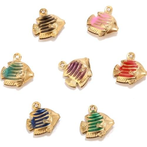 Mixed color stainless steel fish Jewelry Making Charms Pendant Findings Craft Supplies Bulk Lots Arts