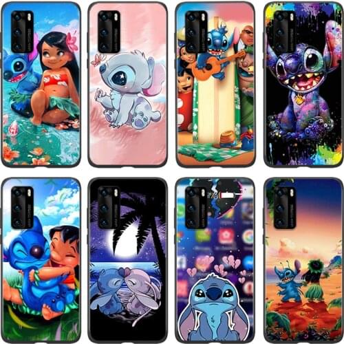 Silicone Cover Cute Cartoon Stitch For Huawei P 50 P40 P30 P20 P10 P9 P8 Pro Plus Lite E mini 2017 2019 Phone Case