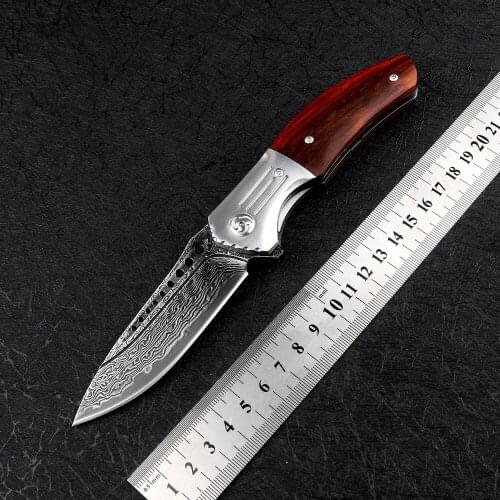 VG10 Damascus Steel Blade High Hardness Folding Knife Tactical Outdoor Pocket Survival Camping Hunting Self-Defense Tool Gift