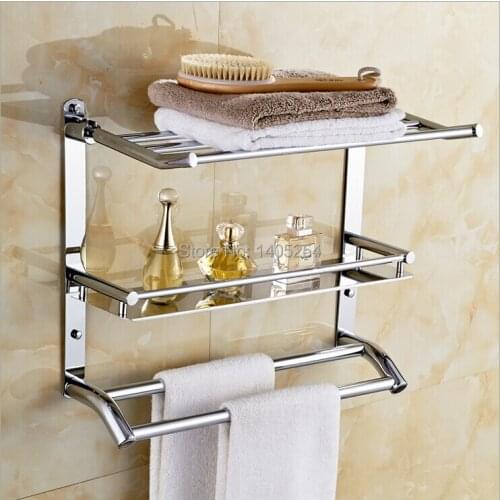 Stainless steel 304 towel rack bathroom accessories bathroom towel rack three shelf