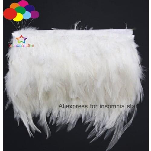 Top 1/10meter white Rooster Tail Feathers 8-12cm wide cock Cloth Sideband for Clothing Wedding Party trims DIY Scarf