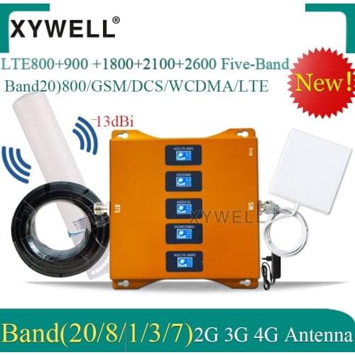 Five-Band B20 800/900/1800/2100/2600mhz 4G Signal Booster CellPhone 4G Repeater gsm 2g 3g 4g Cellular Amplifier LTE DCS WCDMA