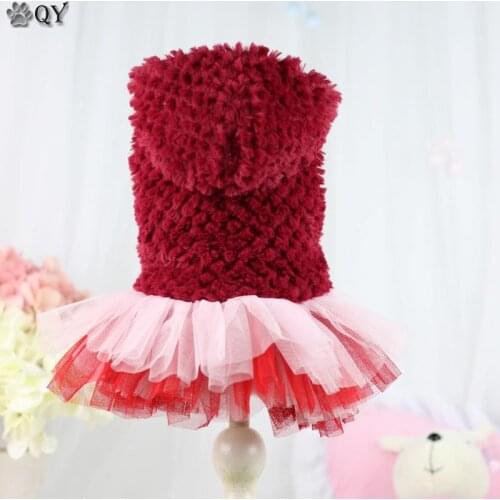 Cotton Princess party Dog Dress Red Purple Clothing For Dogs Pets Yorkie Maltese Chiwawa Puppy Dog Cat Pet Clothes Apparel