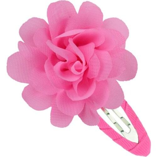 4pcs 5cm Chiffon Flower Hair Clip for Baby Girl Headwear Hair Accessories Lined Metal Barrettes Snap Hairpins Flower Supplies