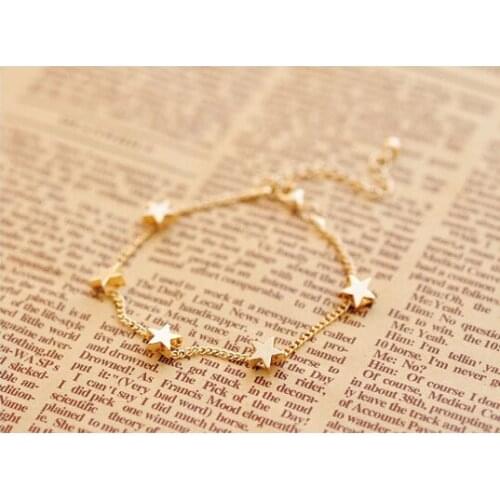 BONLAVIE 1 Piece Women Fashion Ocean Style Multi Star/Heart Link Chain Beach Bracelets & Bangles Novelty Jewelry