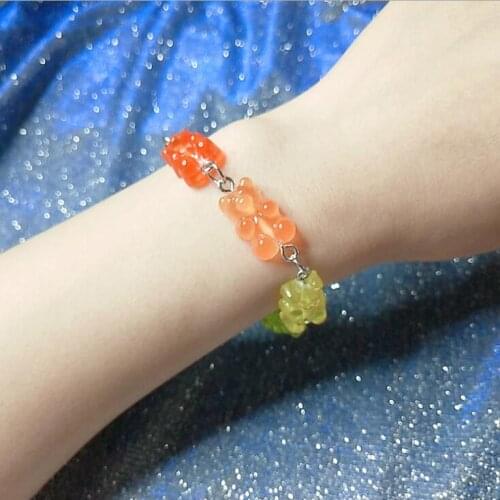 1pcs Stainless Steel Cute Handmade Cartoon Color gummy bear bracelet Fun Girl Accessories Lovely Jewelry Creative Gifts