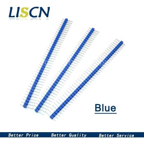 10pcs 1x40 Pin 2.54 Blue Single inline row needle seat Round Header connector
