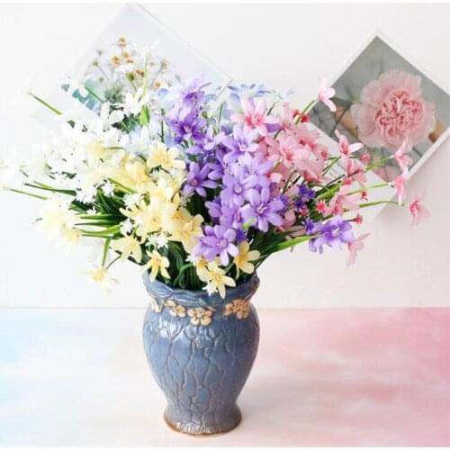 10P Fake Orchid Grass 16.54" Legth Simulation Lily for Wedding Home Decorative Artificial Flowers 5 Colors