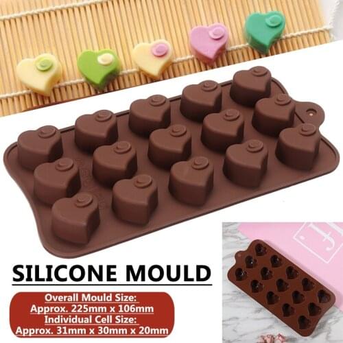 15Cell Silicone Heart Shaped Chocolate Mould Candy Wax Melt Cake Baking Mold Tool For Kitchen DIY Cake Chocolate Making Supplie