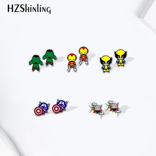 2021 Funny Cartoon Disney Heroes Pattern Acrylic Stud Earrings Resin Epoxy Ear Jewelry