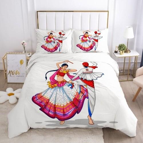 3D Duvet cover set White Bedding sets Quilt covers Comforter case Pillowcase King Queen Single Full Size Indian Lord Bed Linens