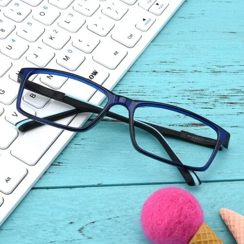 54-17-140 Men Women Rectangular Eyeglasses Plastic TR90 Flexible Full Rim Glasses Frame For Prescription Lenses Myopia Reading