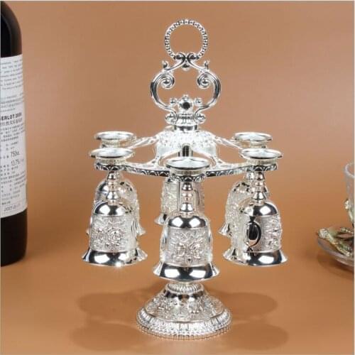6pcs/set silver decorative metal wine cups wine set drink set whiskey set metal decorative cups for moonshine home bar JB005