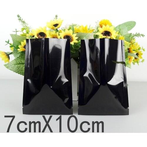 7*10cm Plastic Flat Foil Bag 200Pcs Black Heat Seal Plating Aluminum Foil Bags, Food Storage Packaging Aluminizing Vacuum Pouch